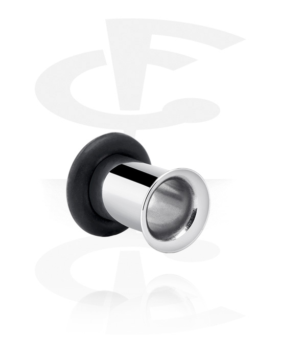 Tunnels & Plugs, Tunnel single flared (acier chirurgical, argent) avec o-ring, Acier chirurgical 316L