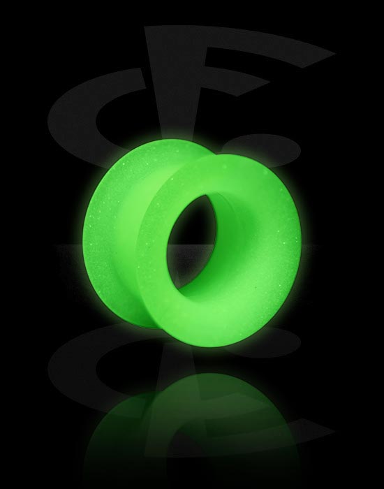 Tunnels og plugs, "Glow in the dark" double flared tunnel (silicone, various colours), Silikone