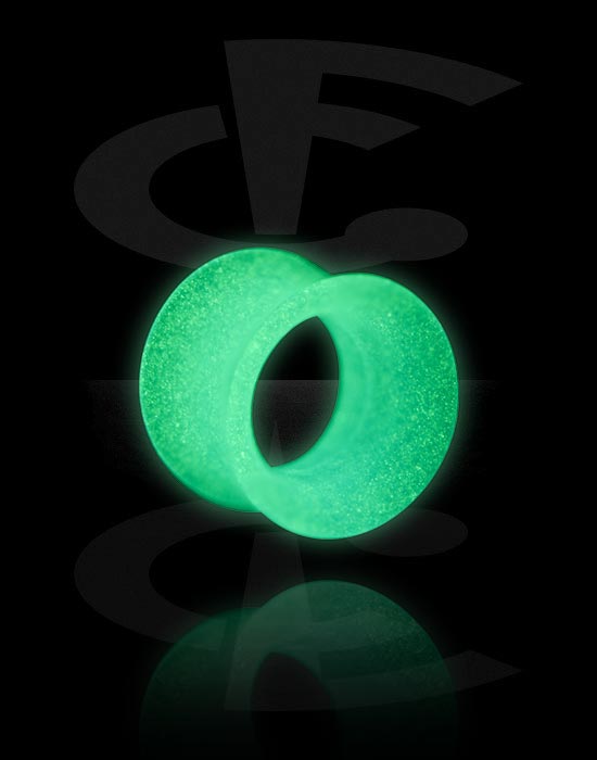 Tunnels & Plugs, "Glow in the dark" double flared tunnel (silicone, various colours), Silicone