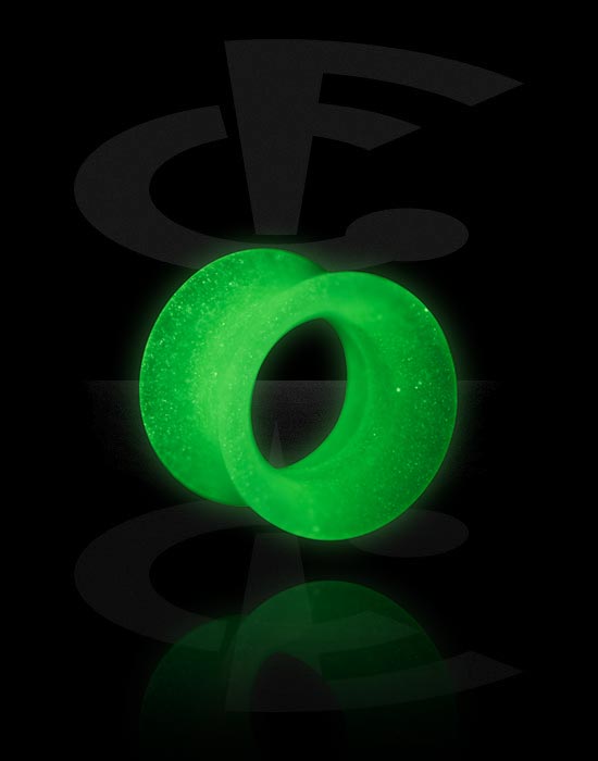 Tunnels & Plugs, "Glow in the dark" double flared tunnel (silicone, various colours), Silicone