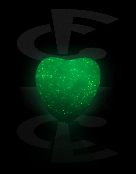 Kulki, igły i nie tylko, Fluorescencyjny nakrętka do prętów z gwintem 1,6 mm (akryl, różne kolory) z wzorem serca, Akryl