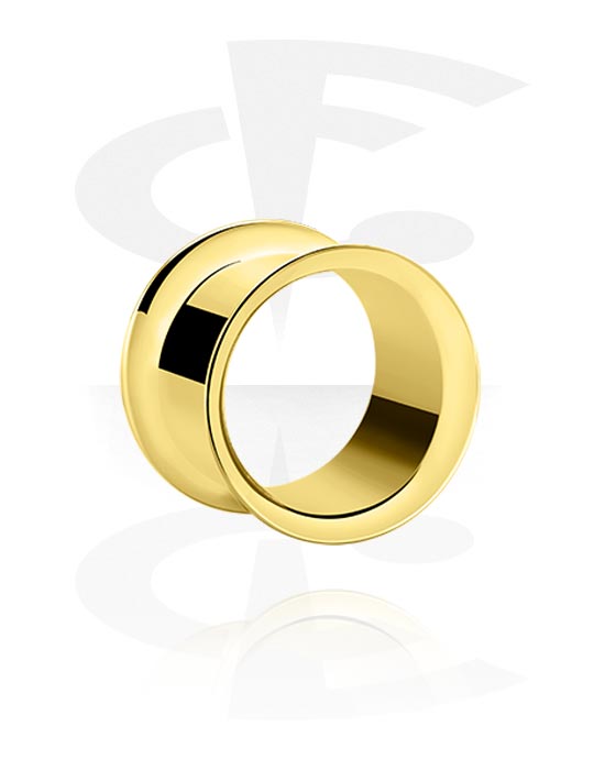 Tunnels & Plugs, Double flared tunnel (surgical steel, gold, shiny finish), Gold Plated Surgical Steel 316L