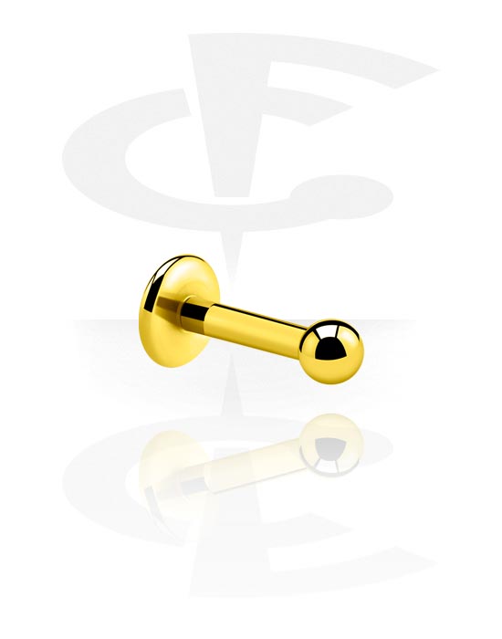 Labrets, Labret (surgical steel, gold, shiny finish) with Ball, Gold Plated Surgical Steel 316L
