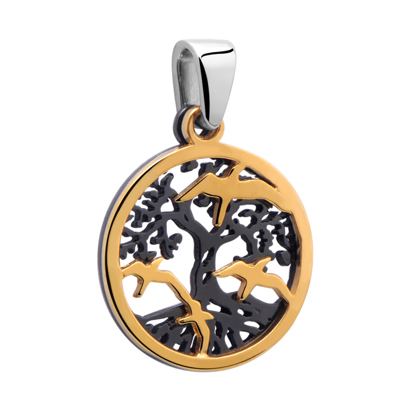 "Tree of Life" Pendant Chirurgisch staal 316L/Verguld chirurgisch staal 316L Hangertjes