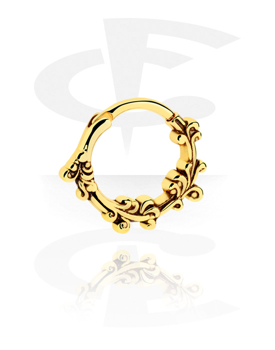 Piercing Rings, Piercing clicker (surgical steel, gold, shiny finish), Gold Plated Surgical Steel 316L