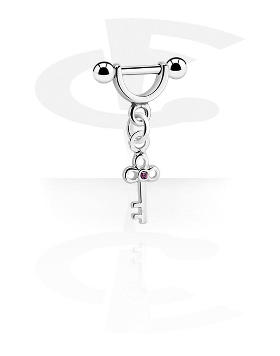 Helix & Tragus, Helix Shield with charm, Surgical Steel 316L, Plated Brass