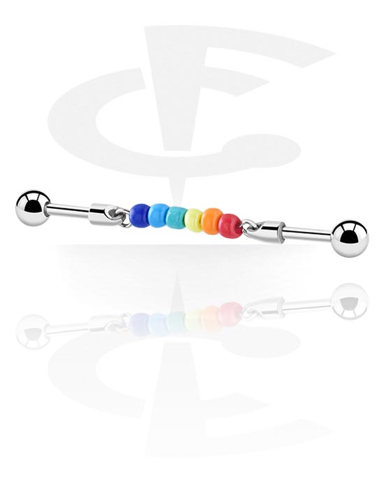 Industrial Barbell with rainbow colours (Surgical Steel 316L) | The ...