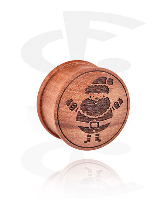 Tuneli & čepi, Ribbed Plug with laser engraving, Wood