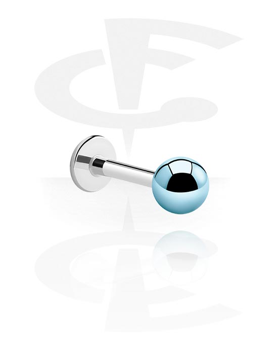 Labrets, Labret (surgical steel, silver, shiny finish) met geanodiseerd balletje, Chirurgisch staal 316L