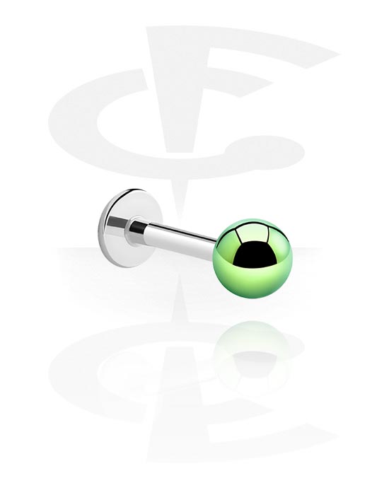 Labret, Labret (surgical steel, silver, shiny finish) con pallina anodizzata, Acciaio chirurgico 316L