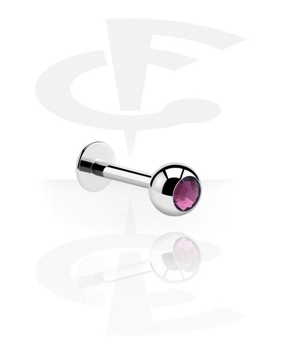 Labret, Labret (surgical steel, silver, shiny finish) con pallina con brillantino, Acciaio chirurgico 316L