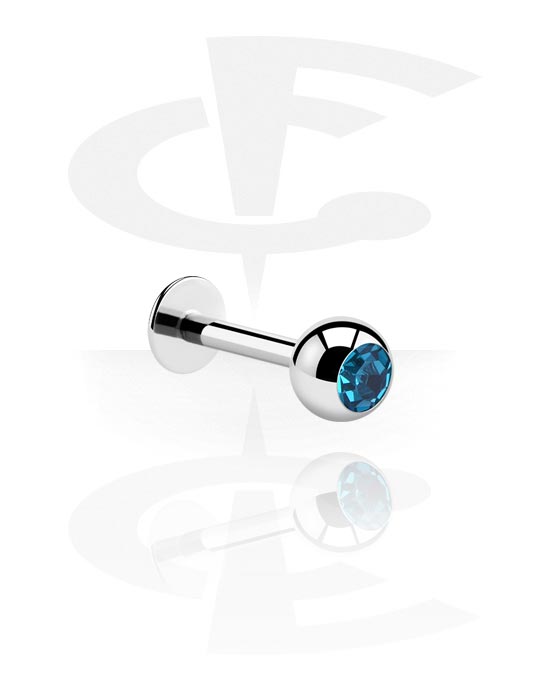 Labret, Labret (surgical steel, silver, shiny finish) con pallina con brillantino, Acciaio chirurgico 316L