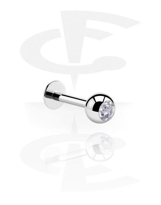 Labrets, Labret (surgical steel, silver, shiny finish) with Jewelled Ball, Surgical Steel 316L