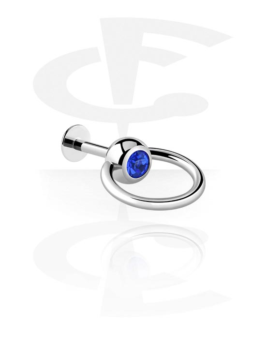 Labret, Labret (surgical steel, silver, shiny finish) con accessorio e brillantino, Acciaio chirurgico 316L