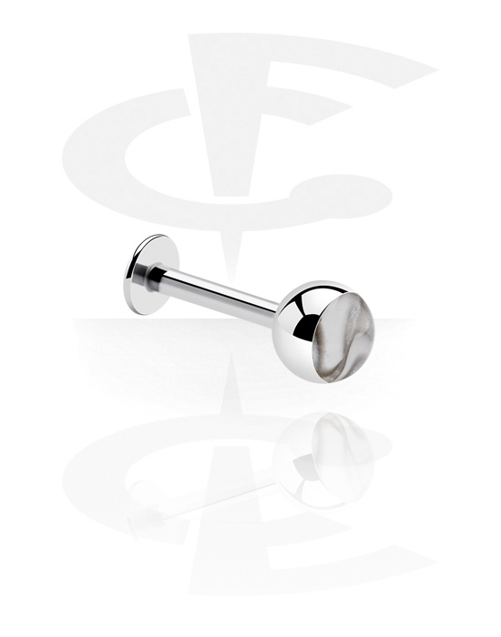 Labrets, Labret (acier chirurgical, argent, finition brillante) avec motif nacre, Acier chirurgical 316L