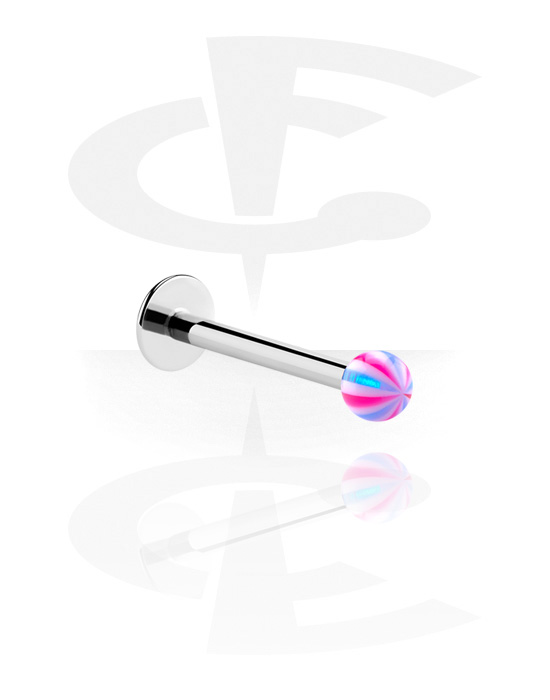 Labretter, Labret (surgical steel, silver, shiny finish) med Kugle, Kirurgisk stål 316L, Akryl