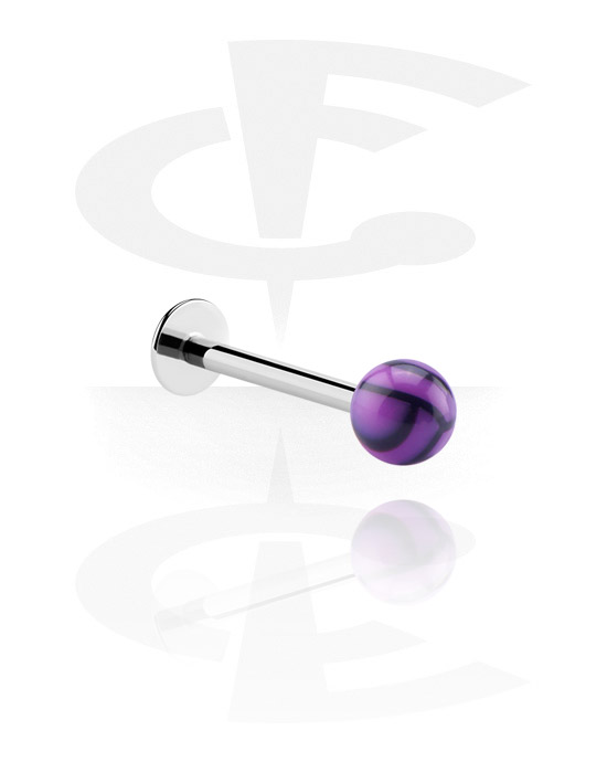 Labret, Labret (surgical steel, silver, shiny finish) con pallina, Acciaio chirurgico 316L, Acrilico