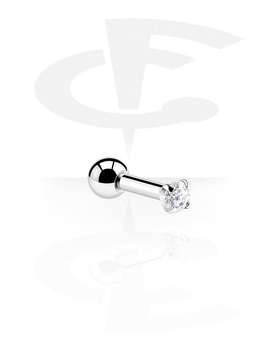 Helix & Tragus, Tragus Piercing with crystal stone, Surgical Steel 316L