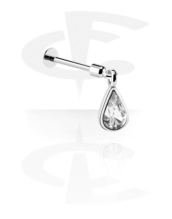 Labrets, Labret (acier chirurgical, argent, finition brillante) avec pendentif, Acier chirurgical 316L