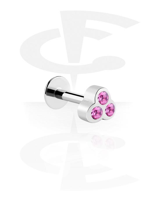 Labret, Labret (surgical steel, silver, shiny finish) con accessorio e cristallini, Acciaio chirurgico 316L