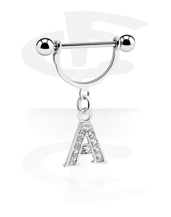 Piercings téton, Piercing téton avec pendentif, Acier chirurgical 316L, Laiton plaqué