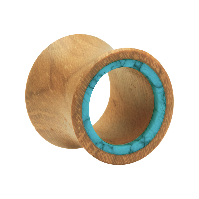 Double Flared Tunnel Teakhout / Turqouise Tunnels & Plugs