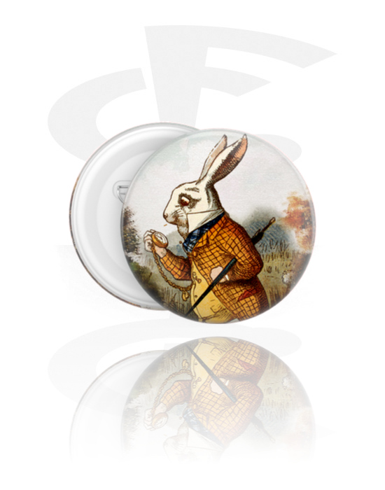 Badges à épingle, Badge avec motif lapin, Fer-blanc, Plastique