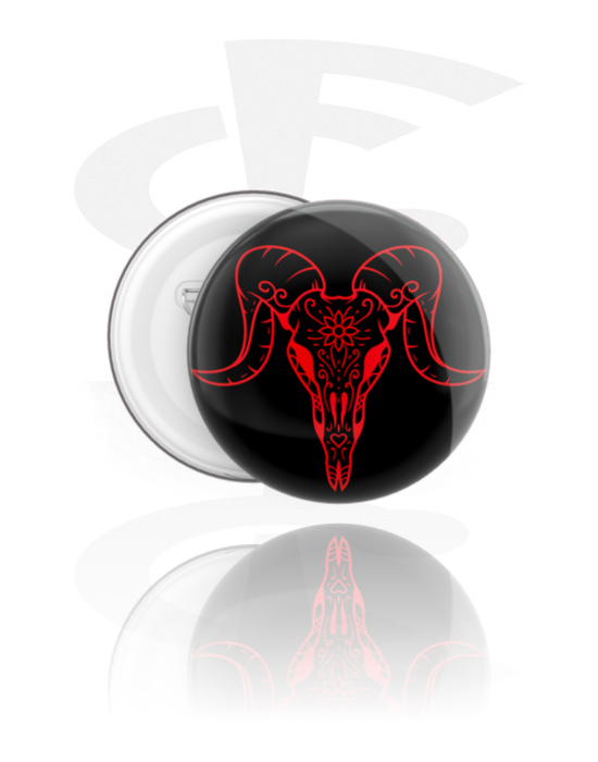 Buttons, Knapp med ram skull design, Bleck ,  Plast