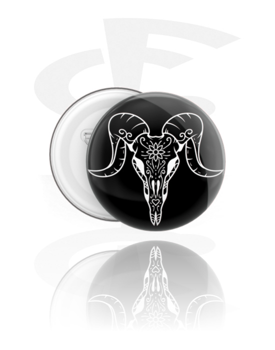 Buttons, Knapp med ram skull design, Bleck ,  Plast