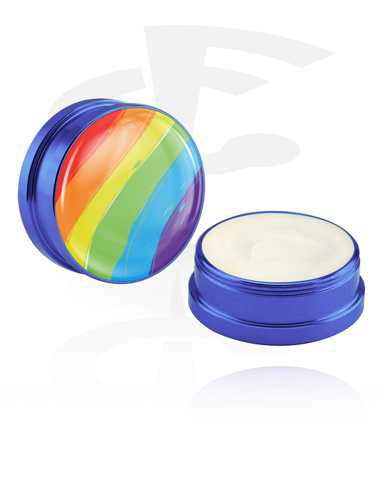 Pulizia e cura, Crema balsamo e deodorante per piercing con stampa arcobaleno e brillantini, Contenitore in alluminio