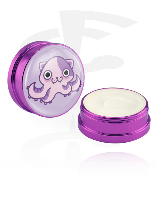 Cleansing and Care, Conditioning Creme and Deodorant for Piercings with octopus design, Aluminium Container