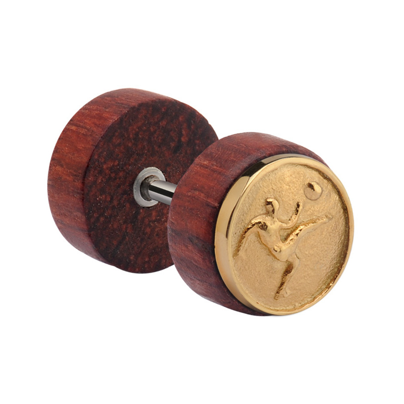 Fake plug met staal accessoire Mahogany/Chirurgisch staal 316L Fake Piercings