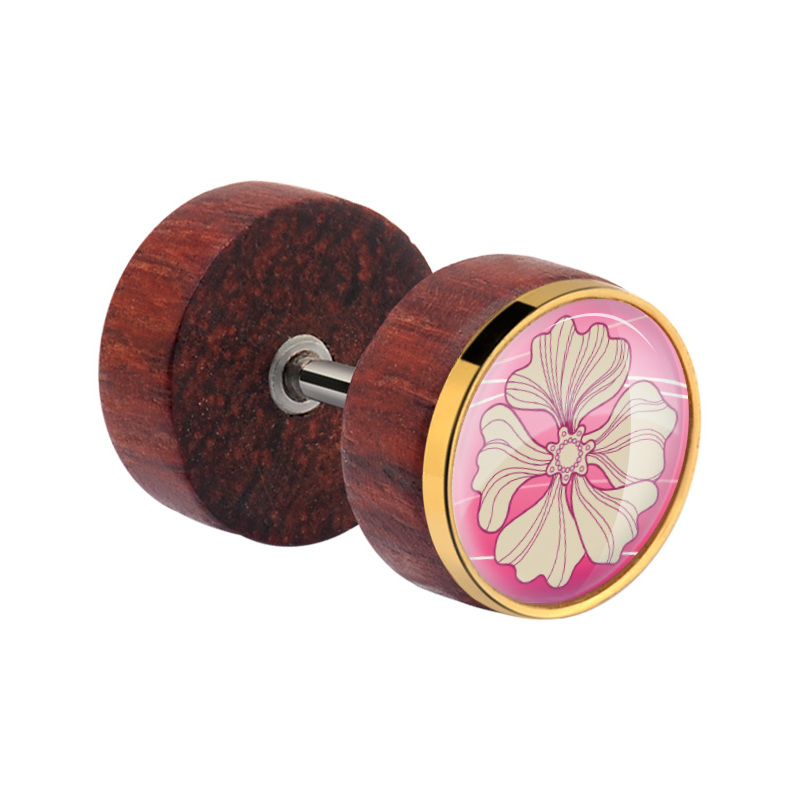 Fake plug met staal accessoire Mahogany Fake Piercings