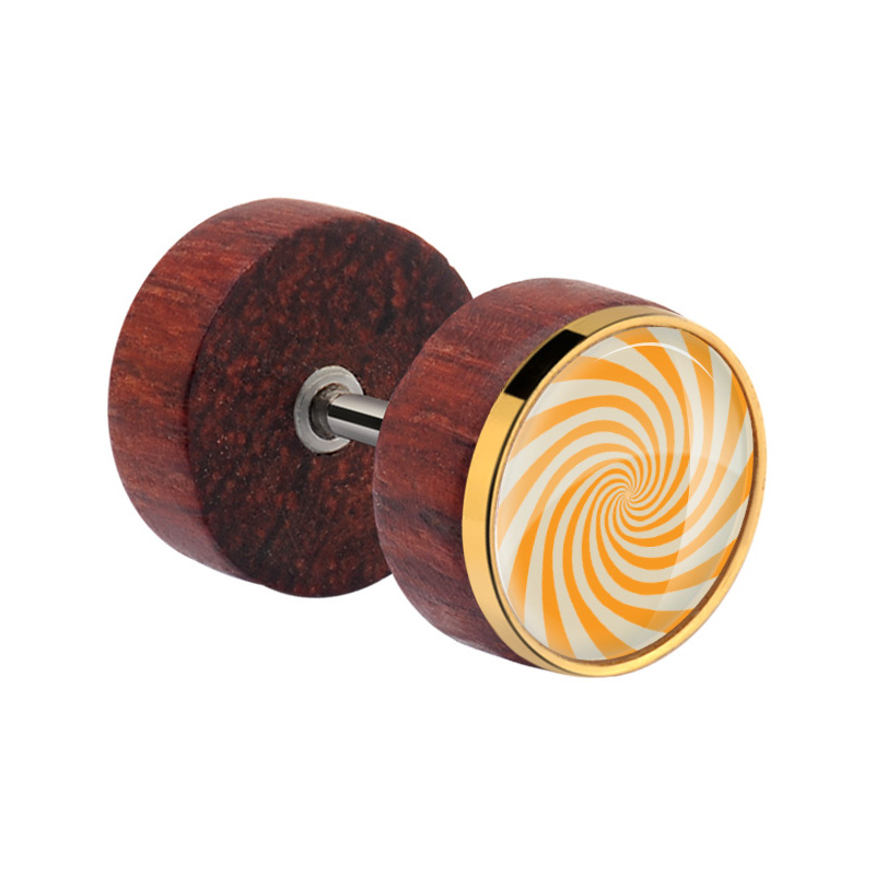 Fake plug met staal accessoire Mahogany Fake Piercings