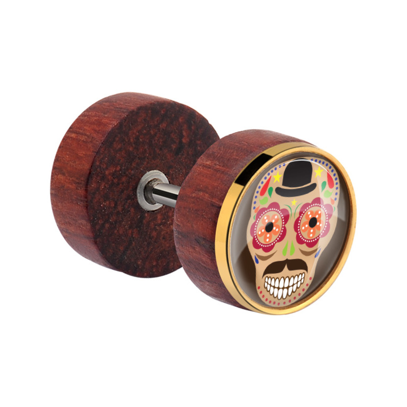 Fake plug met staal accessoire Mahogany Fake Piercings