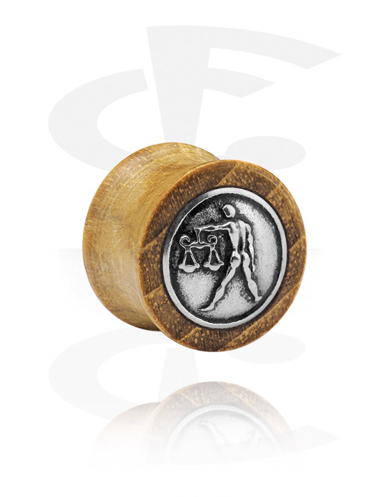 Tunnels & Plugs, Double flared plug (hout) met staal accessoire, Hout