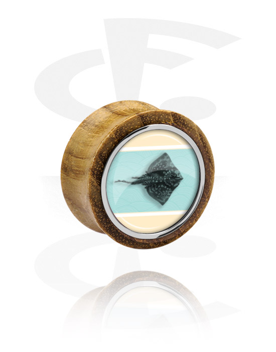 Tunnels & Plugs, Double Flared Plug with steel inlay, Beech Wood