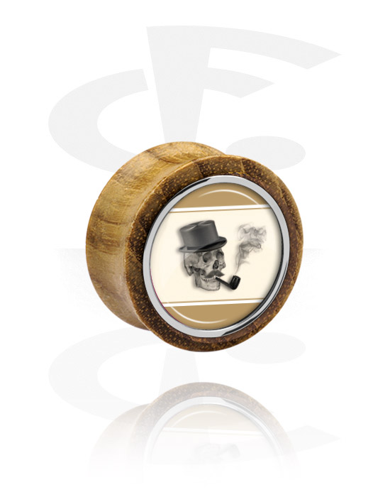 Tunnels & Plugs, Double Flared Plug with steel inlay, Beech Wood