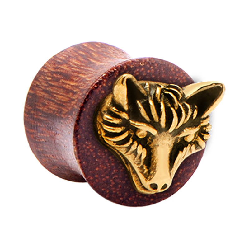 Double Flared Plug met staal accessoire Mahogany Tunnels & Plugs