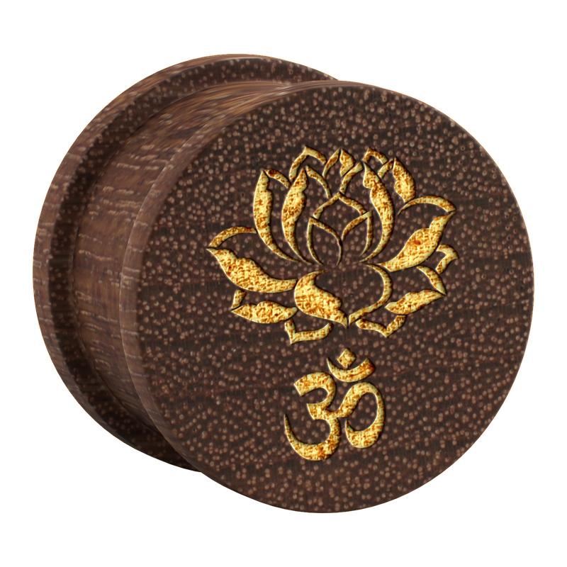 Ribbed Plug met Asian Design Mahogany Tunnels & Plugs