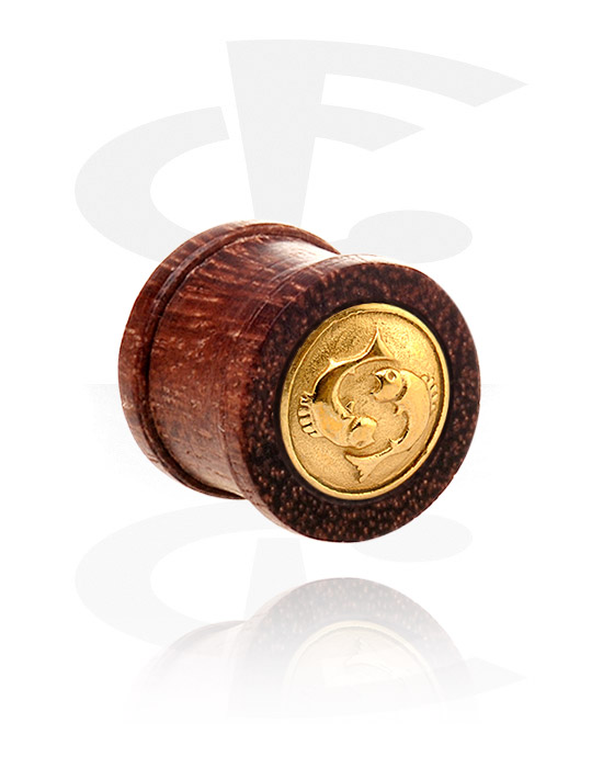 Tunneler & plugger, Ribbed Plug with gold-plated Inlay, Wood