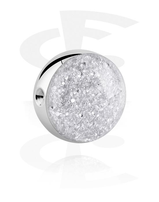 Kulor, stavar & mer, Ball for ball closure rings (surgical steel, silver, shiny finish) med glitterdesign, Kirurgiskt stål 316L