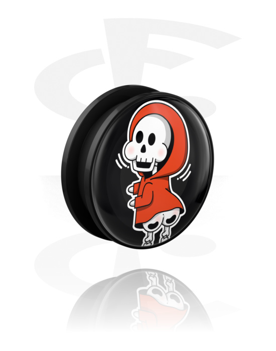 Tunneler & plugger, Skrutunnel (akryl, svart) med Boootylicious Halloween-design, Akryl