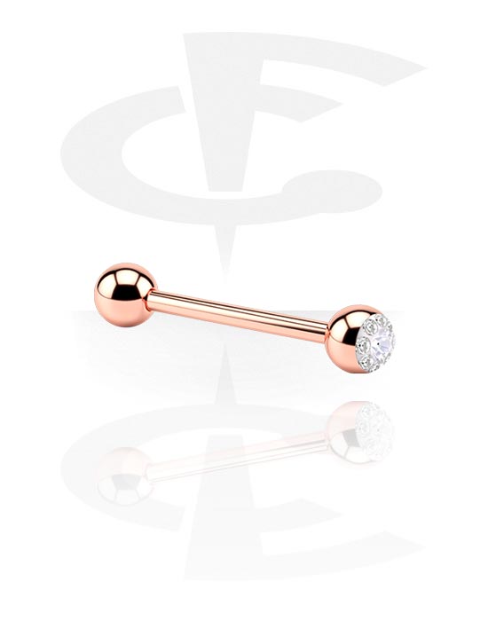 Činky, Barbell with Jewelled Balls, Chirurgická ocel 316L pozlacená růžovým zlatem