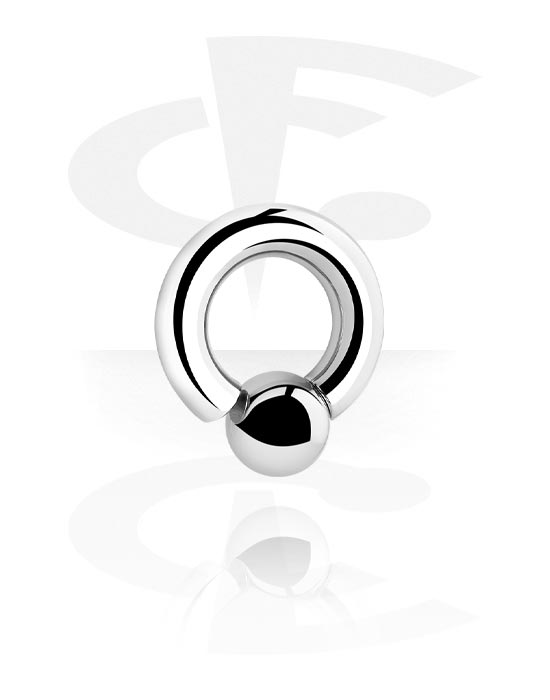 Anéis piercing, Ball closure ring (aço cirúrgico, prata, acabamento brilhante) com bola com rosca interna, Aço cirúrgico 316L