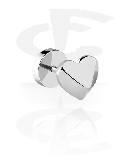 Fake Piercings, Fake Plug with heart design, Surgical Steel 316L