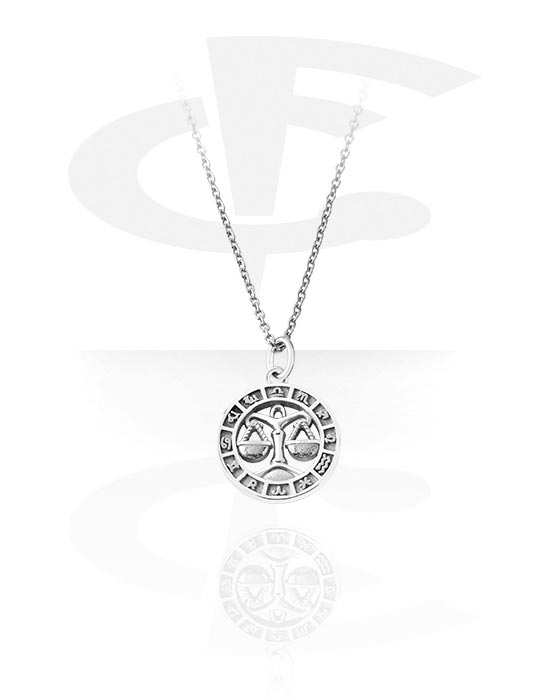 Necklaces, Fashion Necklace with "Libra" zodiac sign, Surgical Steel 316L