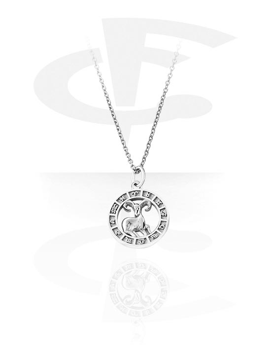 Necklaces, Fashion Necklace with "Aries" zodiac sign, Surgical Steel 316L