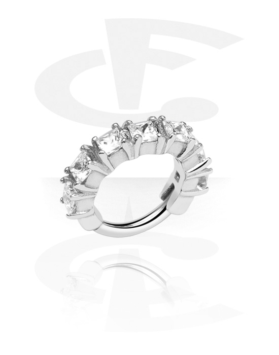 Piercing Ringe, Piercing-Klicker (Chirurgenstahl, silber, glänzend) mit Kristallsteinchen, Chirurgenstahl 316L