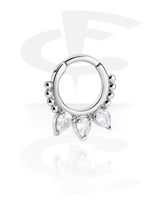 Piercingringar, Multi-purpose clicker (surgical steel, silver, shiny finish) med kristallstenar, Kirurgiskt stål 316L